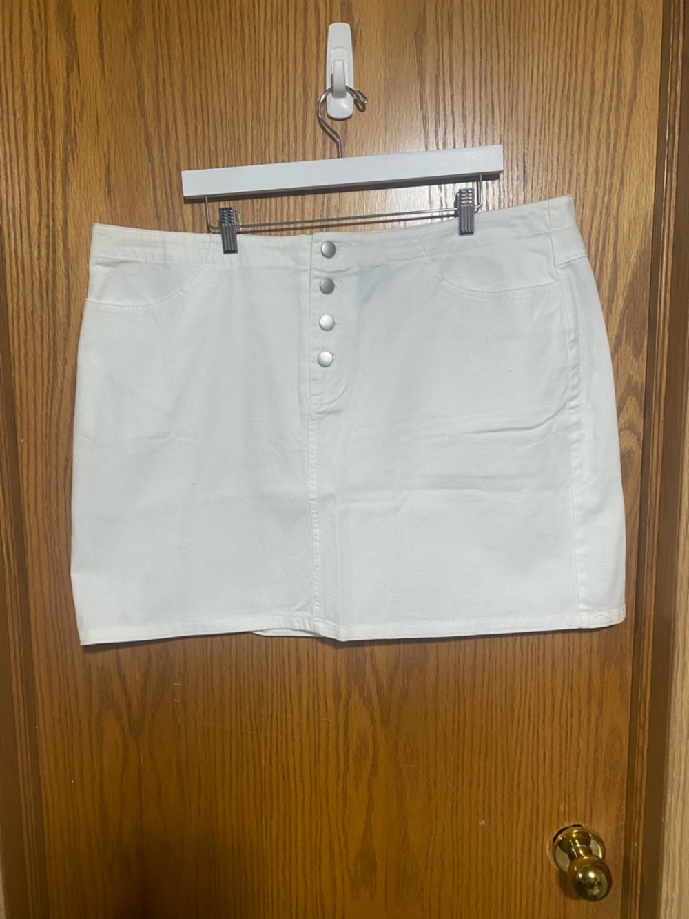 Plus Size Button-Fly Denim Skirt